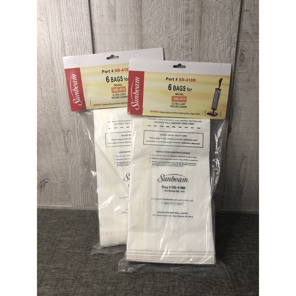 Sunbeam 6 pk SB-410B Vacuum Cleaner Bags 12 Bags Total Lot of 2 Packs